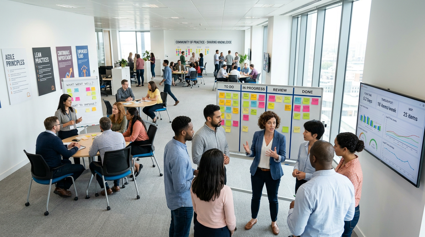 Busy office with Agile Practices